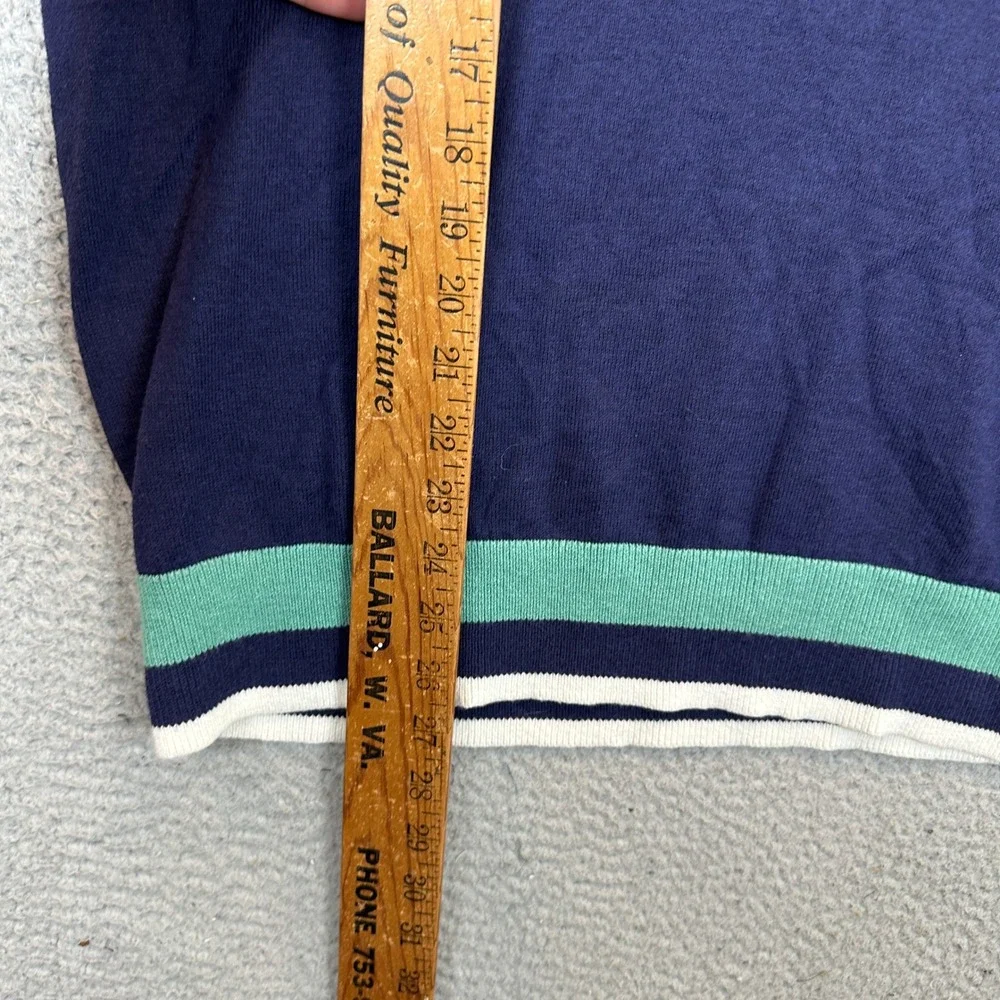 Bonobos Sweater Mens Large Crew Neck Navy Blue Striped Trim Knit Pullover EUC